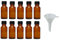 Viva Haushaltswaren, 10 x dropper bottles 10 ml, apothecary glass bottles with dropper insert in brown, incl. funnel, Glass, brown, 20 ml