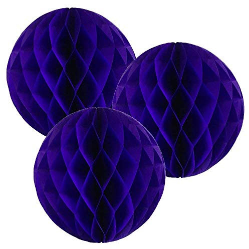 10(25CM) Paper Honeycomb Balls (Pack of 3) Several Colours Available (Royal Blue)