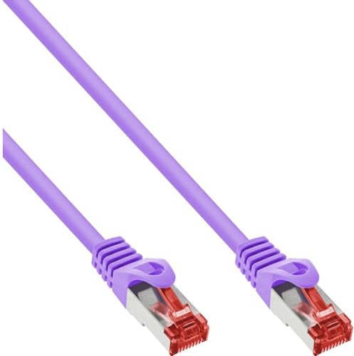 InLine Patchkabel, S/FTP (PiMf), Cat.6, 250MHz, PVC, Kupfer, RJ45, 1Gb/s, 1m, purple, Netzwerkkabel, doppelt geschirmt, 76411P