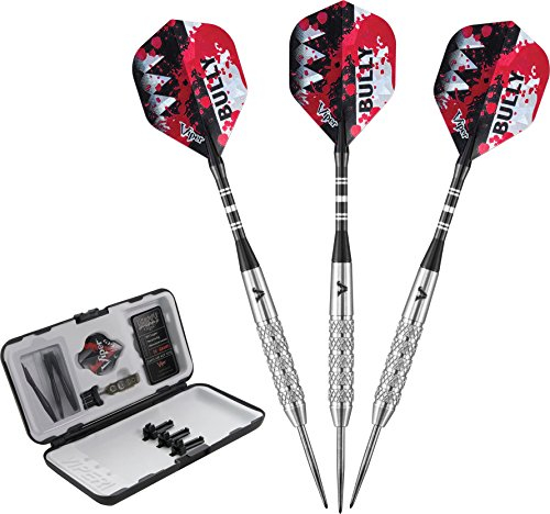 Viper Bully 80% Tungsten Steel Tip Darts with Storage/Travel Case, Coarse Knurling, 24 Grams,Silver