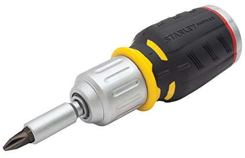 Stanley Fmht0-62688 Tournevis Avec 6 Embouts Interchangeables Gamme FatMax - Mécanisme Cliquet 40 Dents - Angle De Reprise 9° - 3 Positions De Cliquet - Poignée Bi Matière Grip Noir