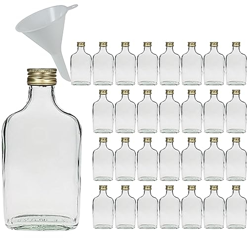 Viva-Haushaltswaren Gabriele Hesse e.K. 30 Glasflaschen 200ml mit Schraubverschluss zum Selbstbefüllen inkl. einem Einfülltrichter Ø 7 cm