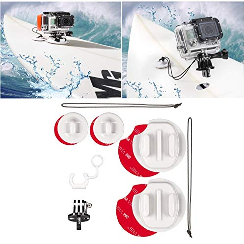 micros2u Fixation sur Planche De Surf pour Gopro Hero 8, 7, 6, 5, 4, 3 & Session Comprend Un Câble De Sécurité Et Une Attache FCS Verrouillable