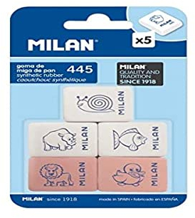 Blíster 5 gomas Rectangulares con dibujos infantiles 445 MILAN