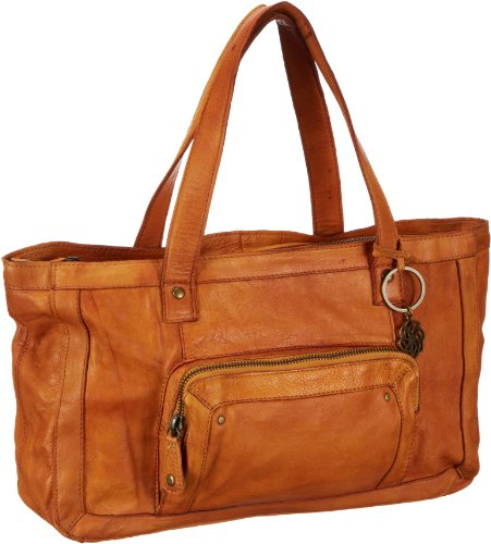 PIECES VIBS Leather SMALL Bag SU12 17038838, Damen Henkeltaschen, Braun (Cognac.), 32x20x12 cm (B x H x T)