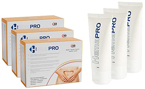 3 Hemapro Pills + 3 Hemapro Cream: Pastillas y Crema para prevenir y aliviar hemorroides