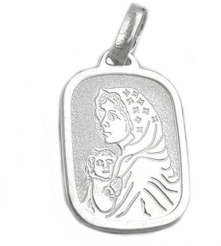 Unisex Kettenanhänger Anhänger Maria mit Jesuskind aus 925 Silber Abmessung 21 x 15 mm inkl. kleiner Schmuckbox