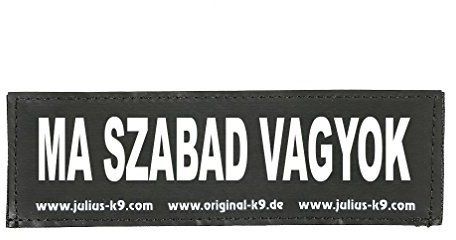 Julius-K9 Interchangeable Hook & Loop Patches, 1 pair, MA SZABAD VAGYOK, Size: Small, Black