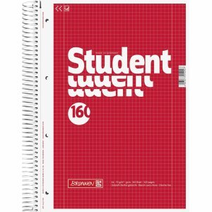 Brunnen 5 x Kollegblock Student A4 70g/qm Lineatur 28 160 Blatt rot