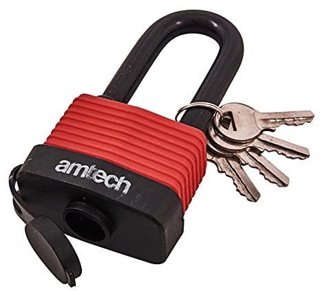 Am-Tech – Candado de grillete Largo Resistente a la Intemperie t0765 50 mm 1 Rojo