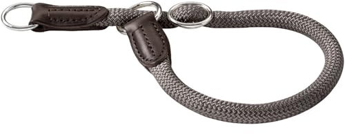 HUNTER Dressurhalsung FREESTYLE, Farbe: grau, strapazierfähiges Tau mit Polyamid-Kern, weich & robust, wetterfest & pflegeleicht, ideal für Training & Alltag, Größe: L