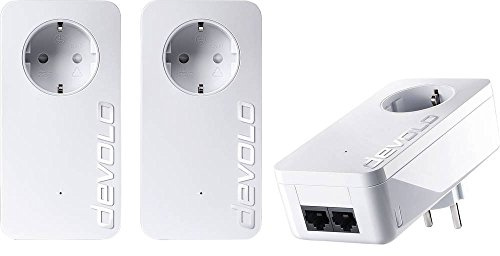 devolo dLAN 550 duo+ Network Kit Powerlan Adapter (3 Adapter im Set, 2x LAN Port, Kompaktgehäuse, Netzwerk, Powerline, einfaches LAN Netzwerk aus der Steckdose) weiß