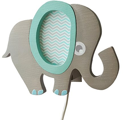 Clevere Kids Kinder-Wandlampe Alle meine Tiere | Handarbeit aus der EU | hochwertige Leselampe, Nachtlicht aus Holz | E14 (Elefant blau)