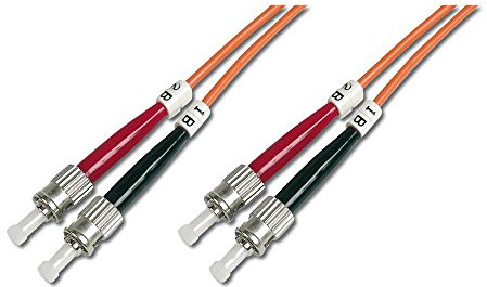 DIGITUS LWL Patch-Kabel OM2 - 3 m ST auf ST Glasfaser-Kabel - LSZH - Duplex Multimode 50/125µ - 10 GBit/s - Orange