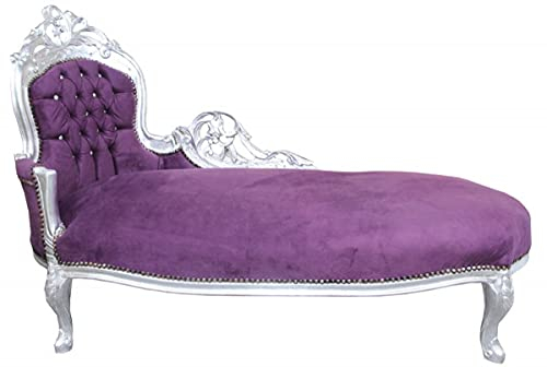 Casa Padrino Barock Chaiselongue King Lila/Silber mit Bling Bling Glitzersteinen Interior
