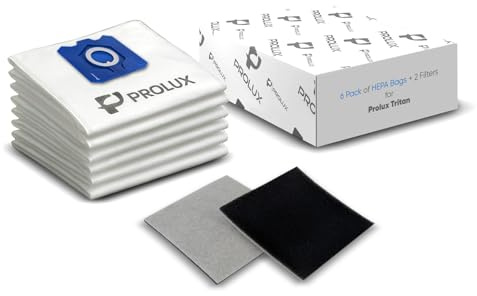6 pack of HEPA bags and 2 post Filters for the Prolux Tritan series vacuum cleaners