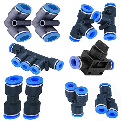 Utah Pneumatic 4 mm oder 532 Od Pneumatischer Push To Connect Rohrverschraubungen Kit Quick Connect Luftschlauch Push Lock Fittings Push Tee Straight Union Air Splitter Push Elbow Air Ball Valve