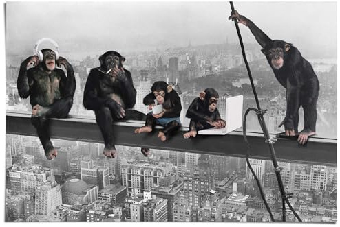 REINDERS Poster, The Chimp - girder, Hobbyraum, Poster, Wanddeko, Room Decor, Bilderdruckpapier, Schwarz, 61 x 91,5