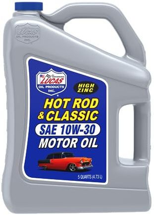 Lucas Oil 10679 Hot Rod & Classic Motor Oil SAE 10W-30-4.73L, Gray, 5 Quart Jug