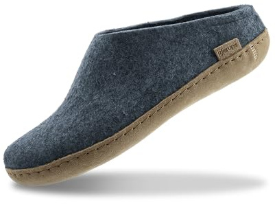 GLERUPS Slip On Hausschuhe Damen und Herren | Unisex Slipper aus Wolle mit Ledersohle