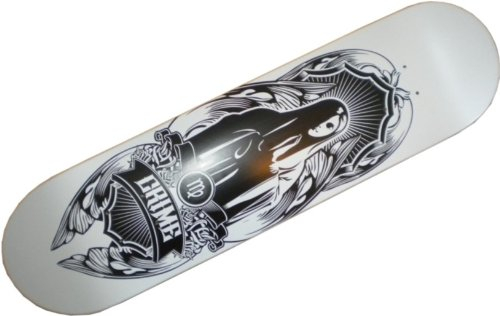 Crime Skateboard Deck White Mod2 - Profi Skateboard Deck 7.625 inch Skateboard USA