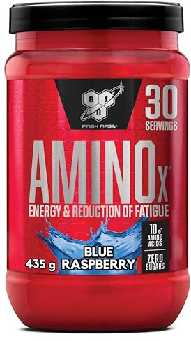 BSN Nutrition Amino X Supplement with Vitamin D, Vitamin B6 and Amino Acids,Blue Raspberry Flavour, 30 Servings, 435 g