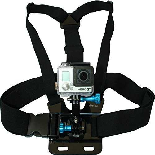 nordic flash Brustgurt für GoPro, mit 3-Wege-Einstellbasis und Aluminiumschrauben, kompatibel mit Allen GoPro Hero Kameras, Schwarz