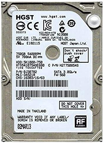 Disco Rigido 750Go SATA 2.5 Hgst HTS541075A9E680 Laptop 8Mo