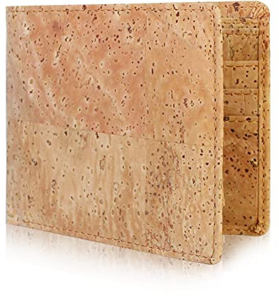 boshiho Geldbörse Kork Herren mit RFID Schutz – Portemonnaie vegan, 7 Karten-Fächer, Slim Geldbeutel Brieftasche aus Kork-Leder, minimalistisch, ökologisch, nachhaltig (Cork 02)