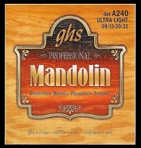 GHS Professional - A240 - Mandolin String Set, Loop End, Phosphor Bronze, Ultra Light, .009-.032