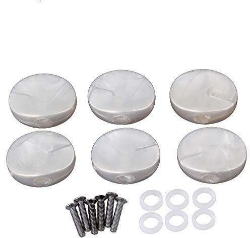 BQLZR 18x13.5 mm Guitar White Plastic Tuner Machine Head Buttons With Screws and Washers for Electric Guitar Pack of 6