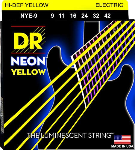 DR String NYE-9 Neon Yellow Set di corde per chitarra elettriche