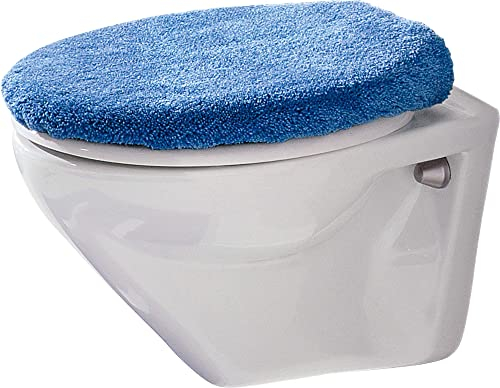 Erwin Müller WC-Deckelbezug mit Schnürung Korfu blau Größe 47x50 cm - flauschig, weich (weitere Farben)
