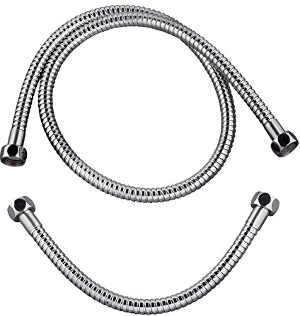 Wirquin 60719566 Lot de 2 flexibles en inox chromé 1m et 30 cm pour colonne de douche