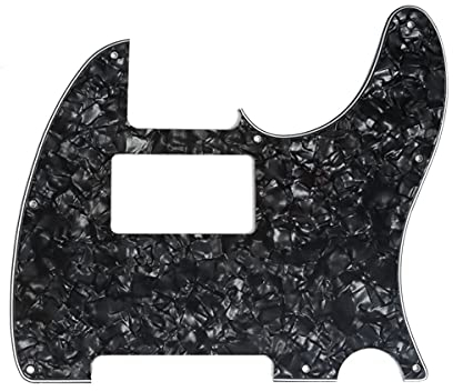 Musiclily 8 Löcher Humbucker Tele Pickguard Gitarre Schlagbrett für Fender American/Mexican Standard Telecaster Modern Style E-Gitarre,4 lagig Black Pearl