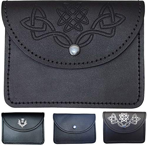 Piper Drummer Gürteltasche aus Leder, mit keltischem Muster, Schwarz