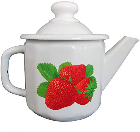 Emaille Teekanne Kaffeekanne 1 Liter ca 12,5cm Durchmesser/Retro Nostalgie Geschirr