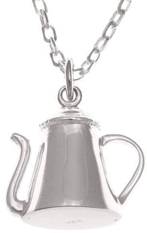 Alexander Castle Halskette aus 925er-Sterlingsilber, Teekanne, Anhänger mit 45,7 cm langer Silberkette und Schmuck-Geschenkbox, Sterling Silber