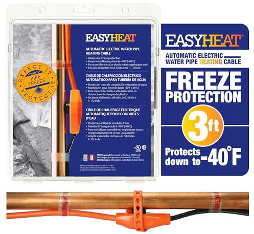 EasyHeat 3' Pipe Heating Cable, Prevent Pipe Freeze, Easy to Use, 7 Watt per foot, 21 Watts