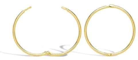 Jewelco London Solid 9ct Yellow Gold Hinged Sleeper 1mm Hoop Earrings 16mm