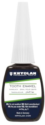 Kryolan Zahnlack, Pinselflasche 12 ml Farbe: black – ideal für Theater, Film, Halloween, Karneval, LARP & Make-up Artists – Farbecht & leicht entfernbar