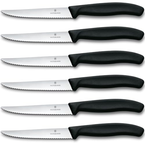 Victorinox Swiss Classic 6-Piece Steak Set (4½ Spear Point Serrated) Black, 4.25 x 0.5 x 0.5 inches, Multicolor