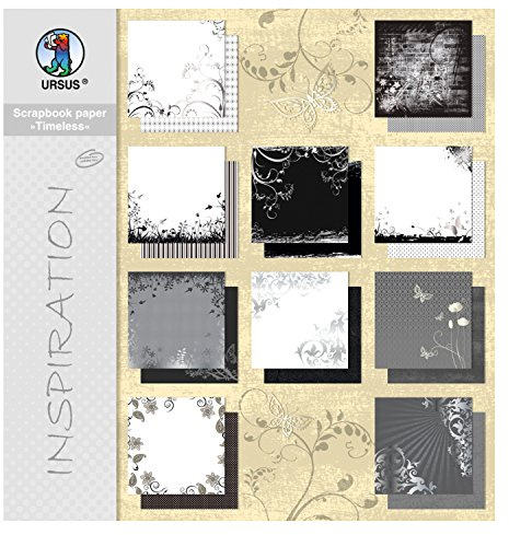 Ursus 70990099 - Scrapbook paper Block Timeless, ca. 30,5 x 30,5 cm, 10 Blatt sortiert in 10 Motiven