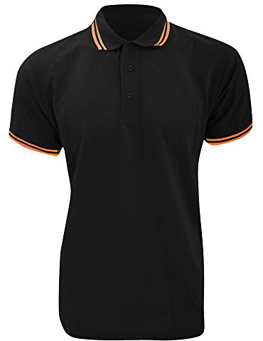 Kustom Kit Mens Tipped Piqué Short Sleeve Polo Shirt (2XL) (Black/Orange)