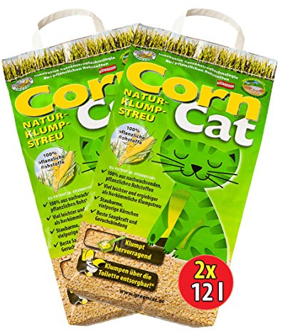 Greencat 2x12l = 24 l Katzenstreu Maisstreu klumpstreu Ökostreu Natursteu ohne Zusätze