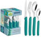Tramontina - Ménagère 24 pièces Carmel, ensemble de couverts de table pour 6 personnes, set de couverts en acier inoxydable 18/10 avec poignées de couleur, turquoise