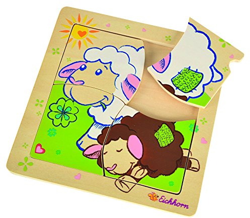 Eichhorn 100005805 - Schaf Linie Einlegepuzzle, bunt