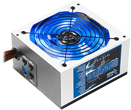 MARSGAMING MPZE750 - Fuente de alimentación gaming para PC (750 W, 80 plus silver, PFC activo, modular, 10 sistemas de protección, iluminación LED, ventilador 14 cm), color blanco