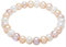 Valero Pearls Damen-Armband elastisch Hochwertige Süßwasser-Zuchtperlen ca. 8 mm Barock weiß/apricot/flieder - Perlenarmband mit echten Perlen