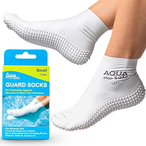 Aquasafe Guardsocks Unisex Kinder Schwimmsocken mit Verucca-Socken, weiß, Small (Kids 31-35.5)